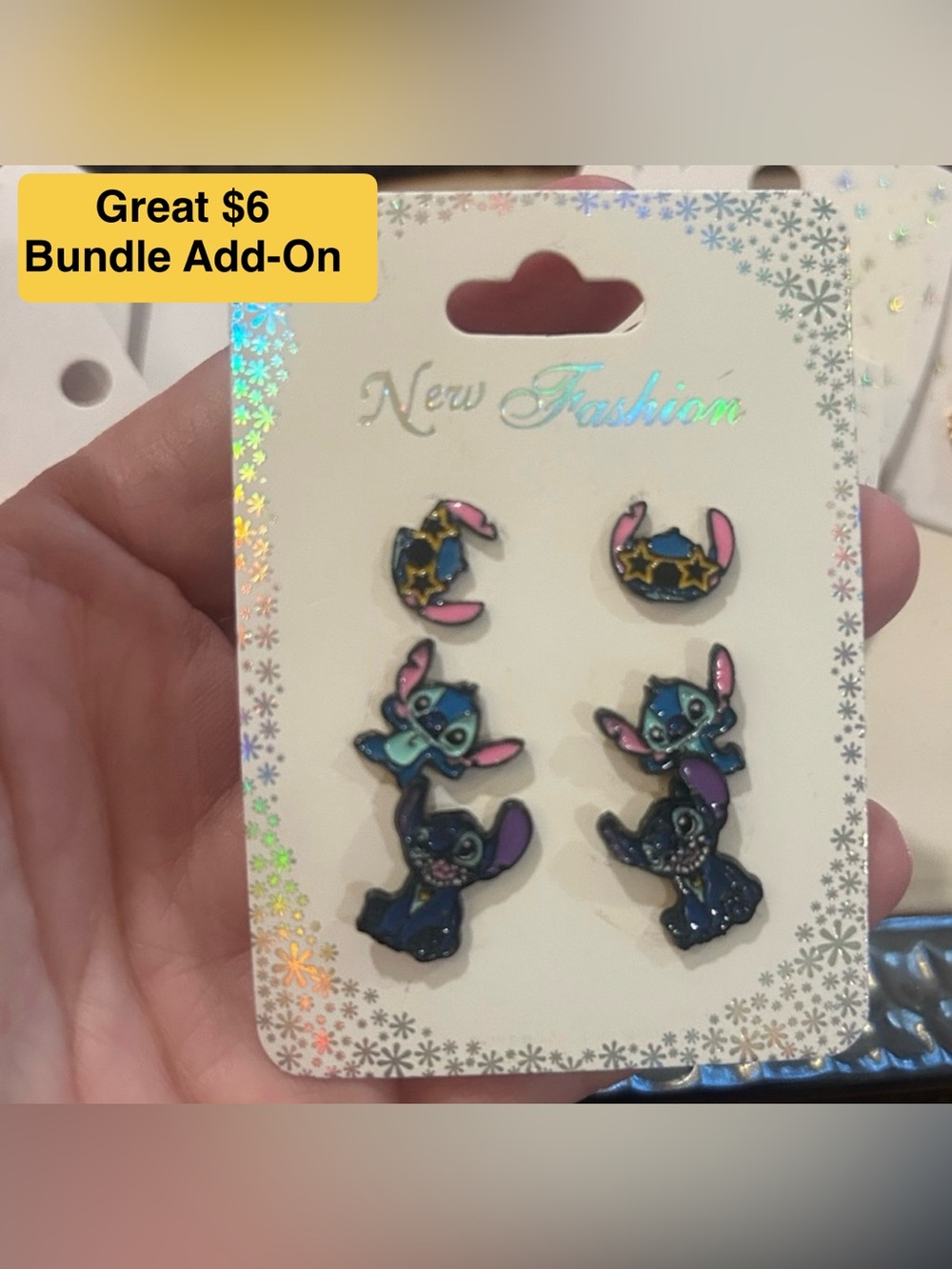 Stitch Post Earrings 3 pairs new